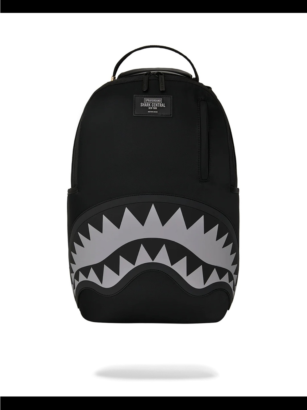 Sprayground Black Shark-Mouth Backpack with Gray Graphic